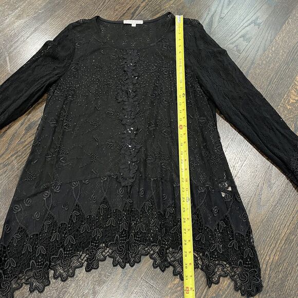 Spencer Alexis Blouse Women’s 16 Black Lace Crochet Sequin Whimsigoth Witchy - Picture 7 of 9